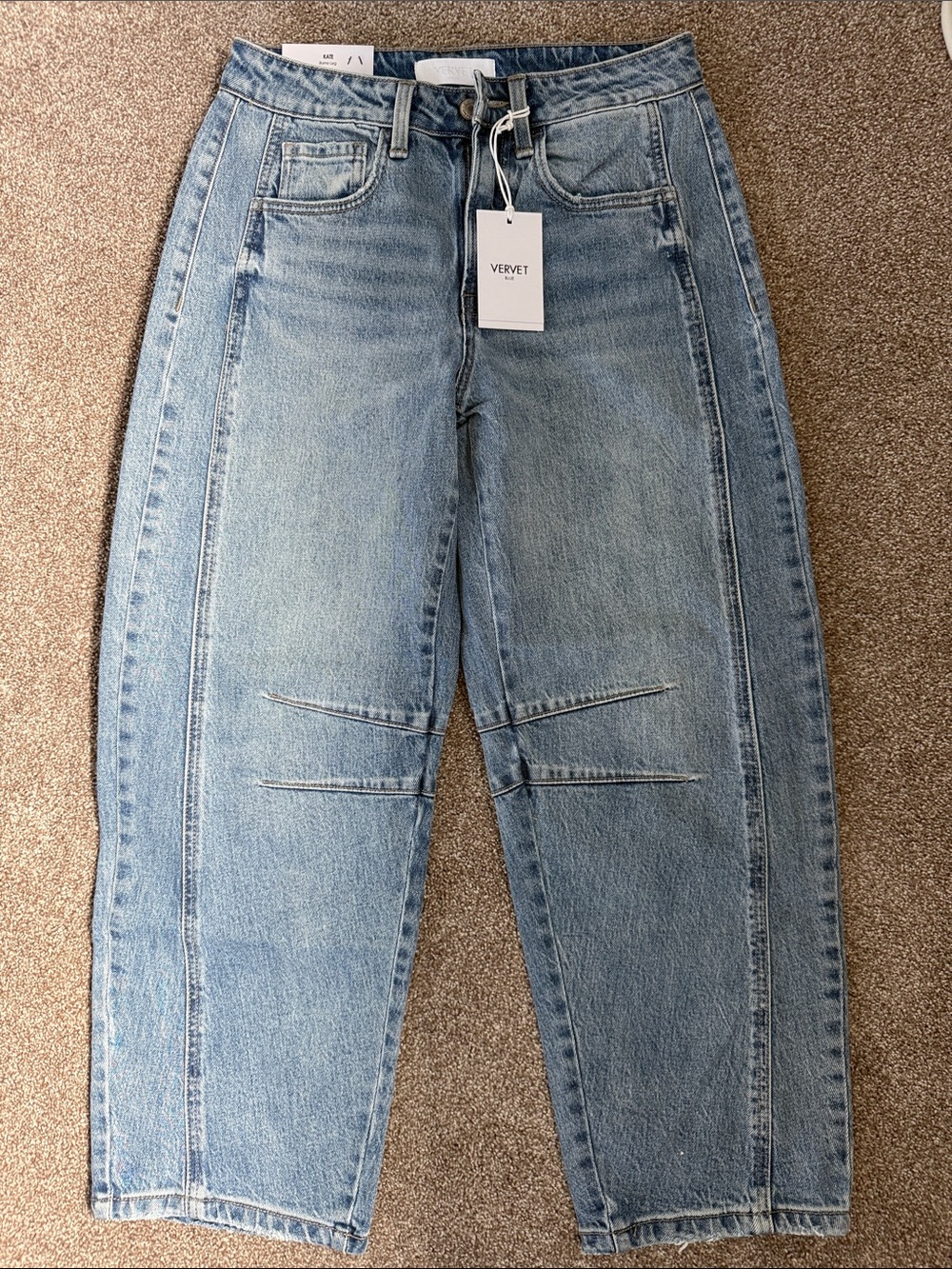VERVET by Flying Monkey 🐵 Kate Barrel-Leg Jeans (Medium Wash) - Picture 2 of 6